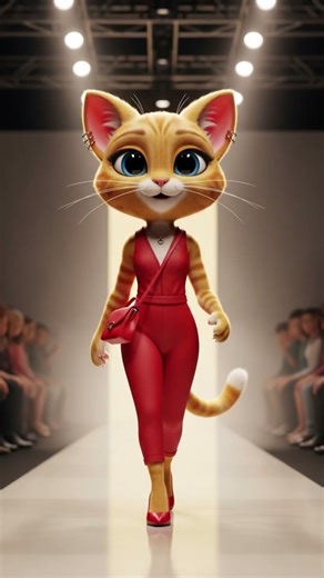 Red Blazer Dress – Cute Cat Runway Fashion (Ruby) + Burgundy & Scarlet #kitten #cutecat #funny