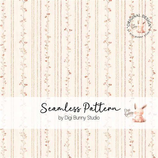 Peach Floral Stripe Seamless Pattern, Ditsy Fabric Design (PNG Digital Download) - Etsy