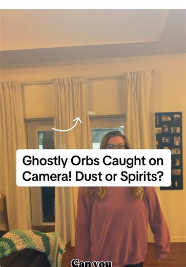 I was trying to film an outfit of the day video and noticed there are four orbs flying past me. What do you think they are—dust or loved ones saying hello? #ootd #orbs #paranormal #spirits #momlife