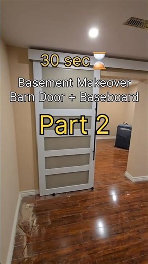 Basement Makeover Part 2 | Baseboard + Mirrored Closet + Barn Door Install #basementmakeover