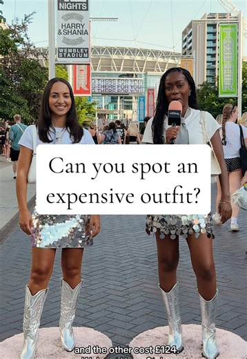 A silver sequin skirt is a non-negotiable Harry Styles concert essential. 🪩 Sure, it could’ve been... Golden. 😜 But which of these outfits could cost as much as real silver? Watch to play along and guess the designer clothes vs high street pieces - full outfit cost revealed in our next post 👀 #fashiontiktok #highstreetfashion #designerclothes #outfitchallenge #streetinterview OOTD, summer fashion spring outfit, cost summer aesthetic, mini mic, TikTok challenge, high street outfit, affordable 