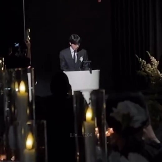 🐹Let us extend our thanks to the guest. I’m the world star BTS Jin, the groom’s work colleague n I’ll be hosting today’s ceremony. It’s a pleasure to meet u all. Today’s wedding will be held w/o an officiant as the bride & groom will (make their own vows) | Kim Jeon