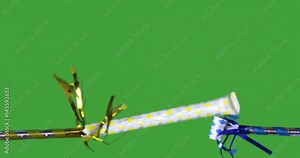 Paper horns, green screen, 4K