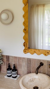 5.9K views · 16 reactions | We’re loving this tile and tapware combination @ashleydobson has used in her bathroom reno  Ashley has paired our Thirroul Terracotta Look Subway Tiles with @yabby.com.au Antique Brass Tapware to create a homey and unique Mediterranean Farmhouse. | TileCloud | Facebook