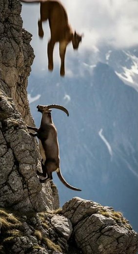 Snow Leopard Leaps from Cliff to Hunt Stunning Prey Capture #wildlife #nature #predator