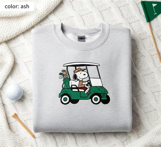 Embroidered Snoopy Golf Sweatshirt, Peanuts Golf Cart Sweater, Golf Lover Crewneck, Valentine's Day Gift - Etsy