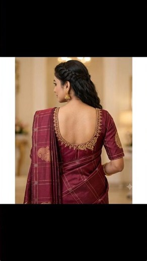 Elegant Wine Red Embroidery Blouse 😍 | Gold Mango Motif Design #shorts