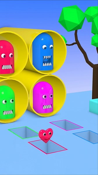 Funny Cube Monsters 😍💖 | Cute 3D Animation #Shorts