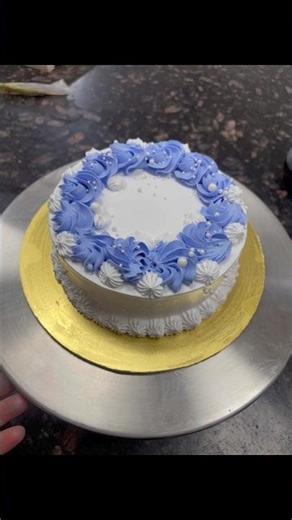 Blue & White Rosette Cake 💙 | Elegant Cake Design Tutorial #ytshorts #shorts #simplecake