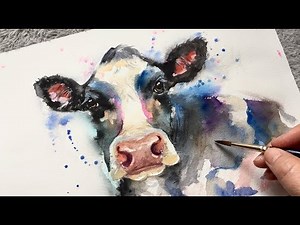 COW PAINTING / FREEHAND Watercolor Process Tutorial