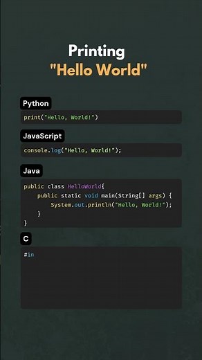 Hello Wold | Python | JavaScript | Java | C