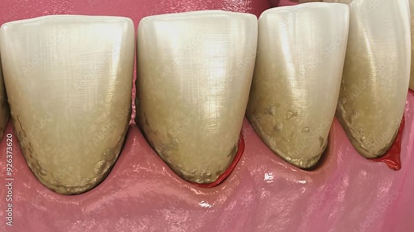 Bleeding gums or Periodontal - pathological inflammatory condition of the gum and bone support. Dental 3D Animation