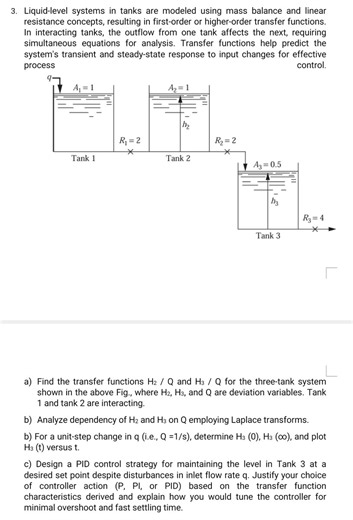 Liquid-level systems in tanks are modeled using mass balance an... | Filo