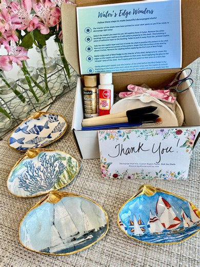 DIY Decoupage Clam Shell Kit: 4 Shells, Napkins, and Video Tutorial - Etsy