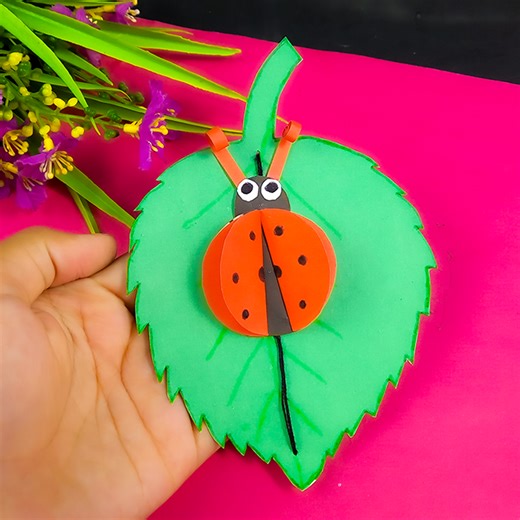 17K views · 95 reactions | Easily create moving LADY bug on a leaf | Paper Craft | Rana Craft | Facebook