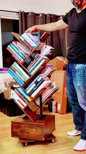 Innovative Rotating Tree Bookshelf for Book Lovers