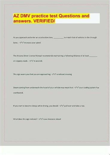 Latest AZ DMV practice test Questions and answers VERIFIED LATEST EXAM UPDATES 25 41 video
