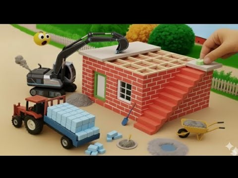 DIY Construction Science Project - Building a Strong Fireproof Modern House with Brick and Cement