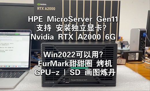 HPE MicroServer Gen11安装独立显卡Nvidia RTX A2000Win 2022FurMark甜甜圈烤机GPU-z | SD炼丹