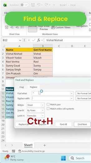 How to use find & replace in excel tricks #computer #excelshortcuts #hilights #Productivity #symbol
