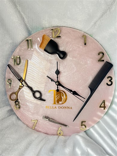 Custom Resin Salon Clock, Salon Decor, Epoxy Wall Clock, Personalized Hair Stylist Gift - Etsy