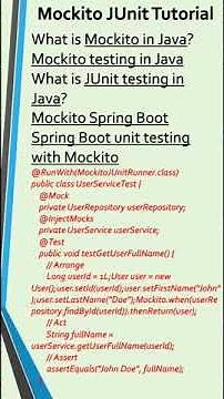 Mockito JUnit tutorial-Mockito Junit Tutorial Spring Boot-Mockito tutorial-Mockito testing in Java