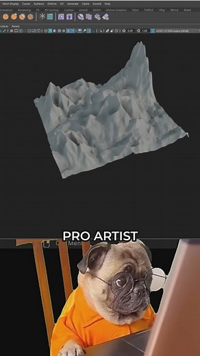 Mesh on Instagram: "How make Mountains in Maya ? Noob VS Pro 3D artist #3d #3dart #artist #maya #modeling #art #blender"