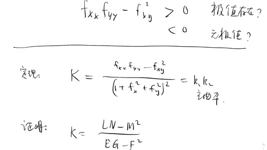 高数-fxxfyy-fxy^2>0有极值，你不需要知道为什么。系列讲座1。超纲。高斯曲率//微分几何