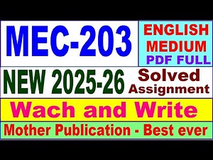 MEC 203 solved assignment 2025-26 in English || mec 203 solved assignment 2026 || ignou mec203