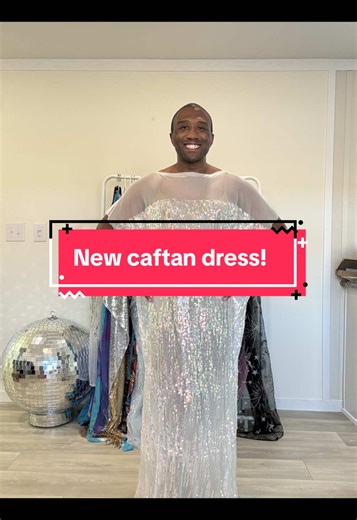 This iridescent sequin caftan dress is designed to glow with every step, featuring a cascade of luminous sequins that reflect soft hues of pearl, silver, and pastel rainbow tones. Set against a sheer, airy mesh base, this caftan feels weightless on the body while delivering maximum visual impact. #caftan #caftanstyle #caftandress #isewmyownclothes #sewingtiktok