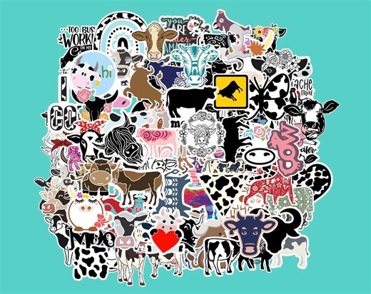 Cow Stickers Pack: Waterproof Vinyl Decals for Laptop, Water Bottle - Etsy