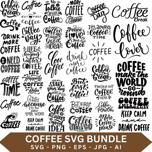 Coffee Svg, Coffee Cup Svg, Coffee Svg Bundle, Coffee Clipart, Mug Svg Bundle, Coffee vector, Silhouette, Cut File, Cricut, Digital download