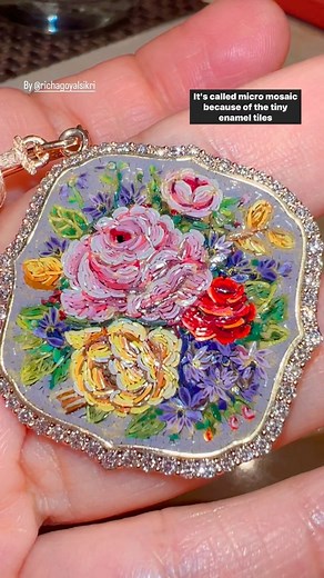 RICHA: gems, diamonds & jewels | Micro mosaic jewelry is intricately crafted using tiny glass or enamel tiles, often set in precious metals. It requires exceptional... | Instagram