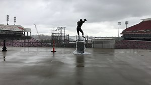 Johnny Unitas statue now behind south end zone at Cardinal Stadium