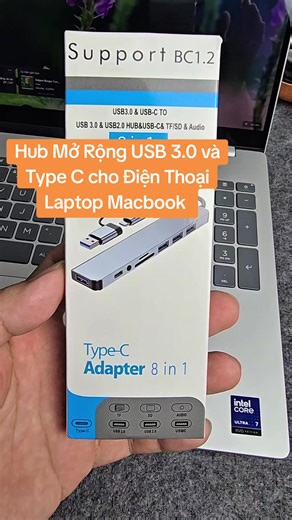 Hub Mở Rộng USB 3.0 và Type C cho Điện Thoại Android Laptop Và Macbook #Laptop #Macbook #typectousb #8in1adapter