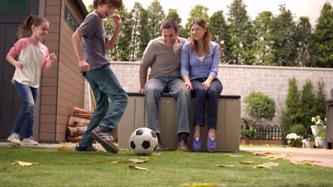 Keter Novel 90 Gallon Durable Resin Outdoor Deck Box Storage Organization, Brown