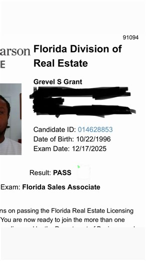 Just passed my Florida 🌴 real estate license and I’m officially ready to help buyers and investors make their next move. If you’re relocating, upgrading, or looking for opportunities in the ☀️Sunshine State, call or text me at 302-650-6137. Let’s get to work. #Flordiarealestate #Southflorida #SWflorida #Realtor #Grevgetsthekeys