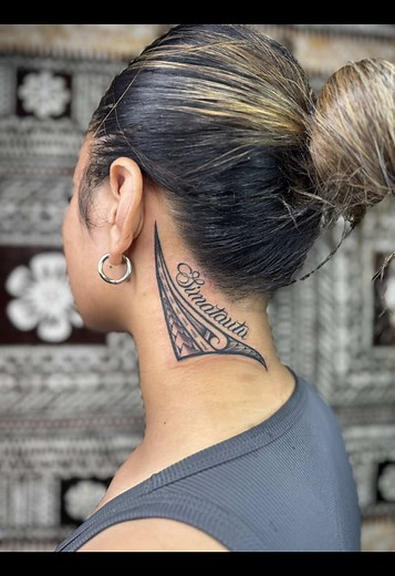 Lil Freehand Poly Neck Tattoo