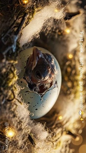 “Chickadee Chick’s Tiny Eye Peeking Through Shell 💛 | Cinematic Cozy Hatching #Shorts”