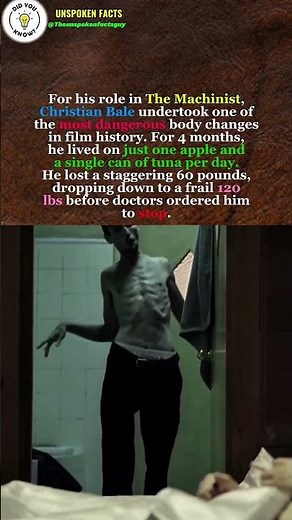 He survived on an apple a day 😳 #truestory #christianbale #themachinist