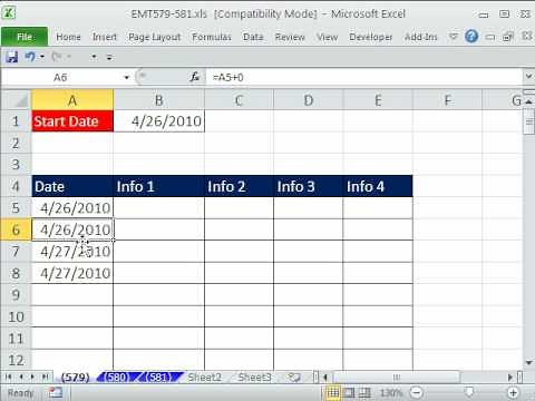 Excel Magic Trick 579: MOD function and Date Math Each Successive Date Is Repeated Twice