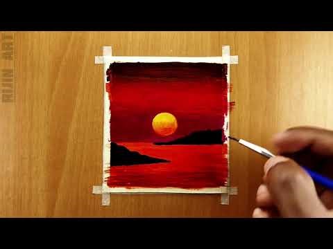 Easy poster colour painting ideas / Sunset painting for beginners