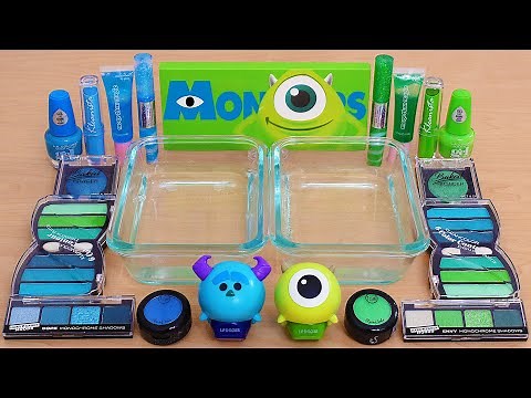 Monsters Inc Slime ASMR - Mixing Makeup Eyeshadow Into Satisfying Slime ASMR