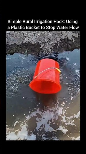 Simple Rural Irrigation Hack: Using a Plastic Bucket to Stop Water Flow.