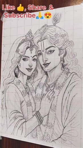 Radha Krishna Drawing ✍️❤#shorts #krishna #art #drawing #radhakrishna #sketch #short