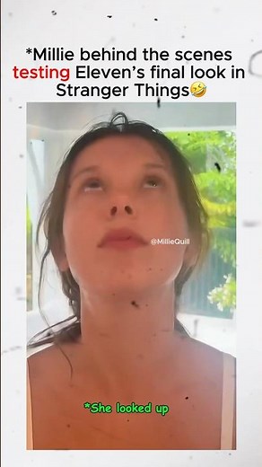 Millie behind the scenes testing Eleven’s final look in Stranger Things #Milliebobbybrown