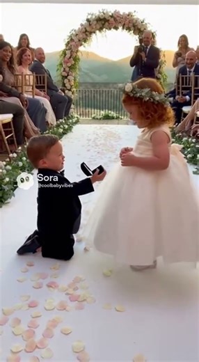 Tiny Groom, Tiny Bride, BIG Laughs 💍😂A 2-year-old’s wedding proposal goes hilariously #funnybaby