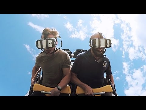 Riding the Superman virtual reality roller coaster at Six Flags