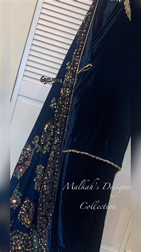 #creatorsearchinsights Elegance draped in blue, Stunning beautiful super soft high quality velvet with tiny pearls copper sequins mirror embellished full length shawl superb outfit available at MALKAH’S DESIGNER COLLECTION Contact:630.504.8977 (Chicago) USA 🇺🇸 💟. #creatorsearchinsights #reelviral #foryou