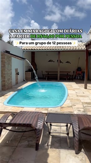 Pernambucanos por Aí • Dicas de Viagem • Camila Andrade on Instagram: "@flats_marina CASA EM MARAGOGI COM DIÁRIAS A PARTIR DE R$46,00 POR PESSOA, PRA UM GRUPO DE 12 PESSOAS. 📲 Já salva esse DICA ARRETADA, e compartilha com as amizades Pooovo, @flats_marina tem uma localização perfeita, a apenas 2h30 de Recife-PE, perto de restaurantes, posto de gasolina, padaria, farmácia e mercadinho. Além disso, fica a 400 metros da praia de Peroba (cerca de 5 minutos a pé), a 5 minutos de carro da Praia do D